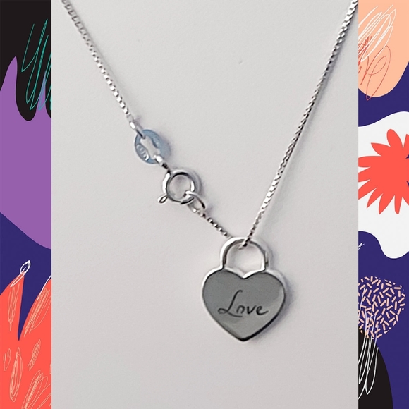 Heart Pendant Necklace Engraved Love and Forever - Picture 5 of 6